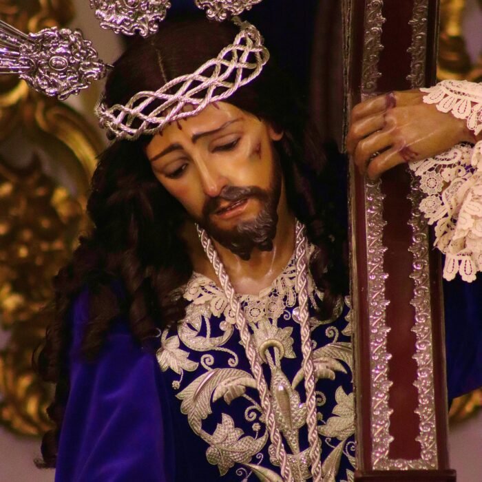 A detailed statue of Christ from Semana Santa in Málaga, Spain.