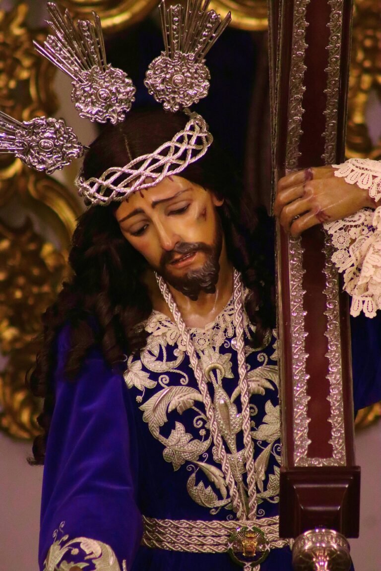A detailed statue of Christ from Semana Santa in Málaga, Spain.